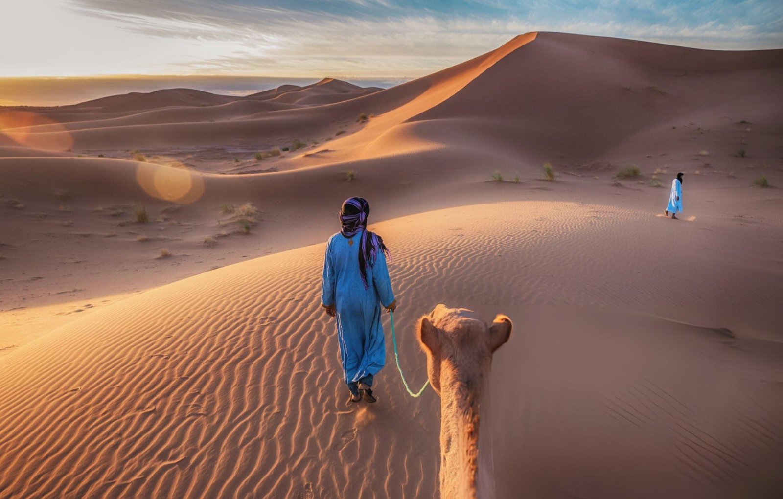 Camel trek in the Sahara Desert during a two week Morocco itinerary